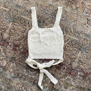 Cropped knit top with tie detail